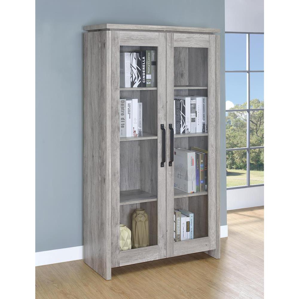 Alejo 2-door Tall Cabinet Grey Driftwood. Picture 1