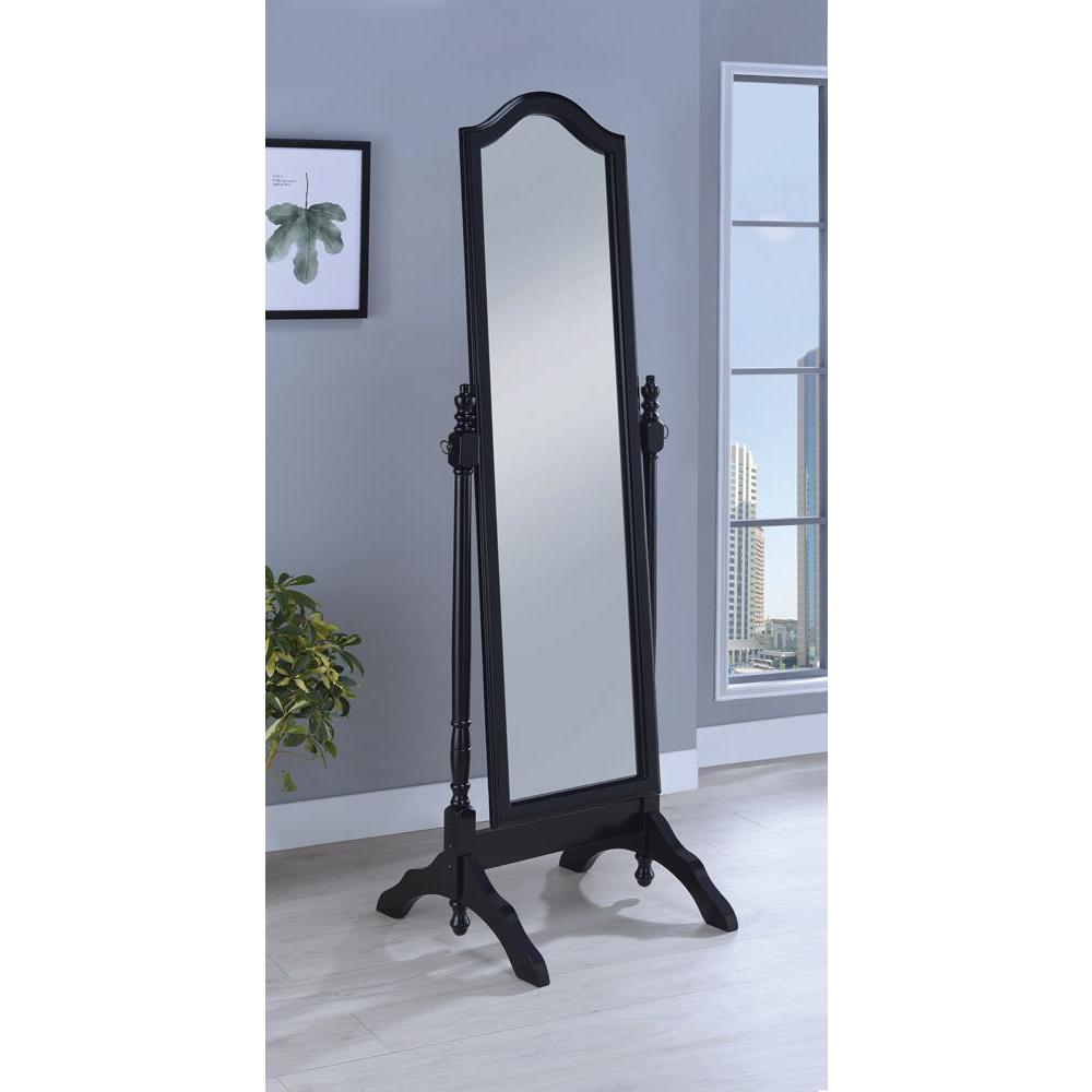 Cabot Rectangular Cheval Mirror with Arched Top Black. Picture 5
