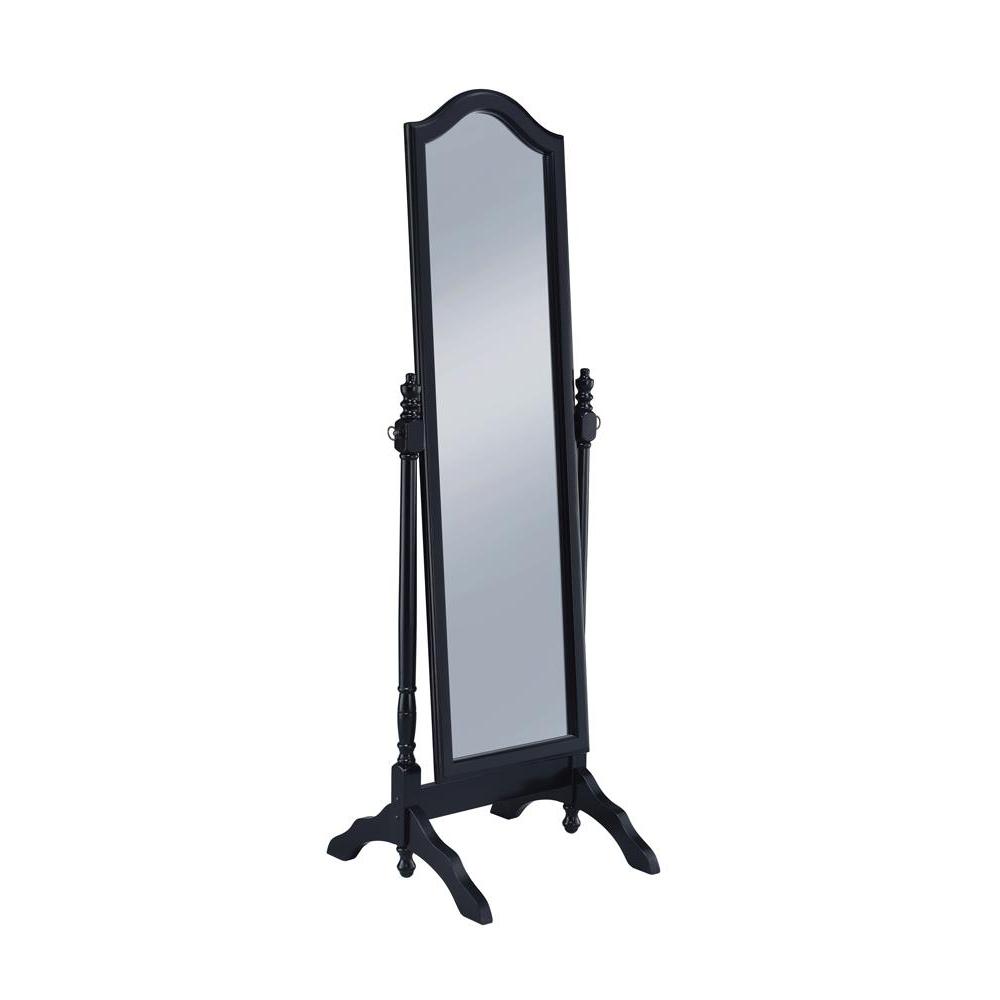 Cabot Rectangular Cheval Mirror with Arched Top Black. Picture 1