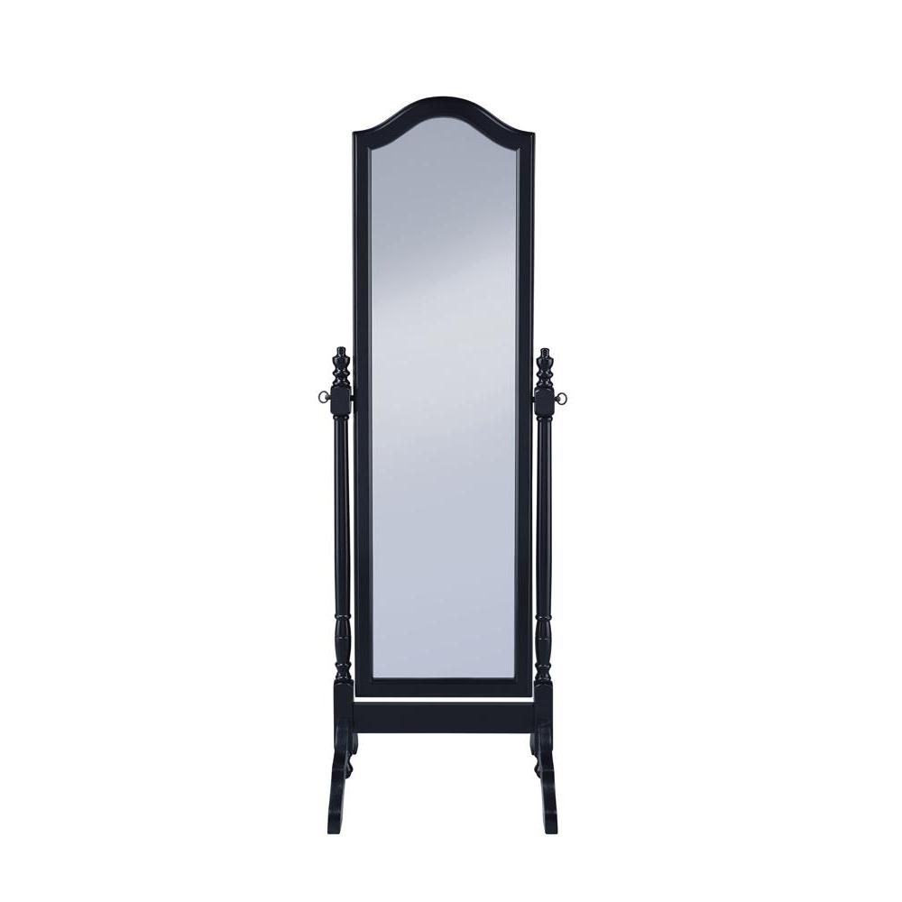 Cabot Rectangular Cheval Mirror with Arched Top Black. Picture 2