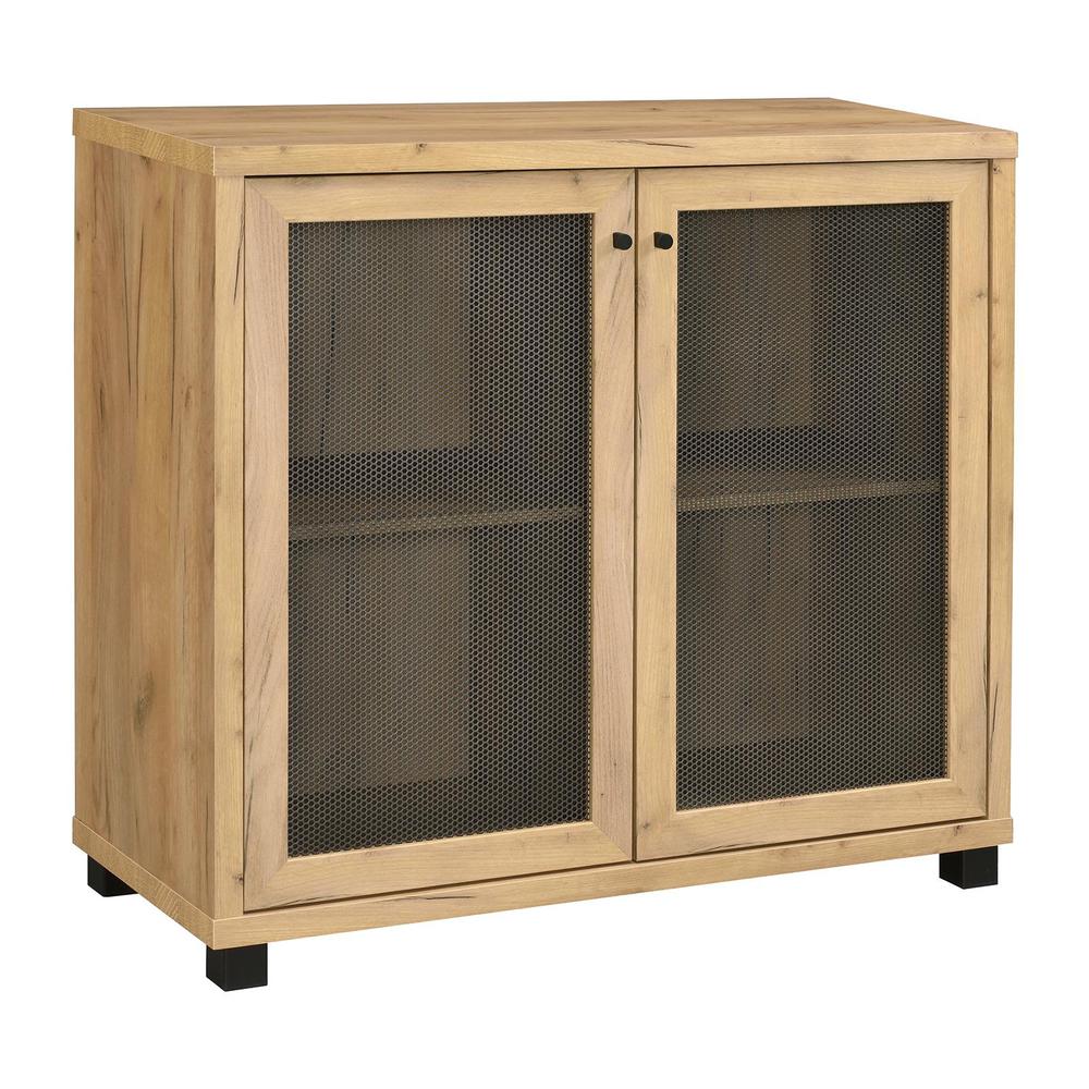 Mchale Accent Cabinet with Two Mesh Doors Golden Oak. Picture 2