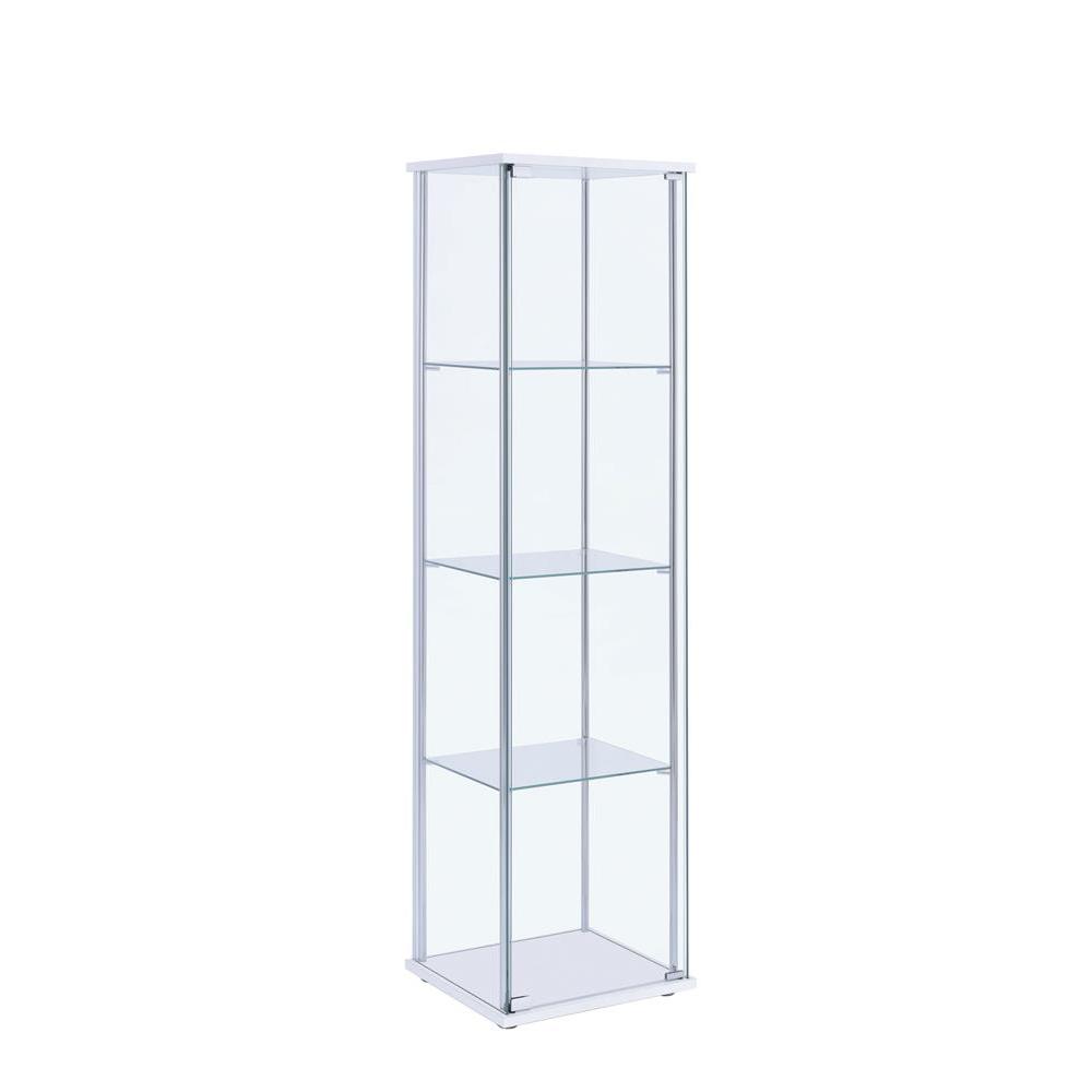 Bellatrix Rectangular 4-shelf Curio Cabinet White and Clear. Picture 1