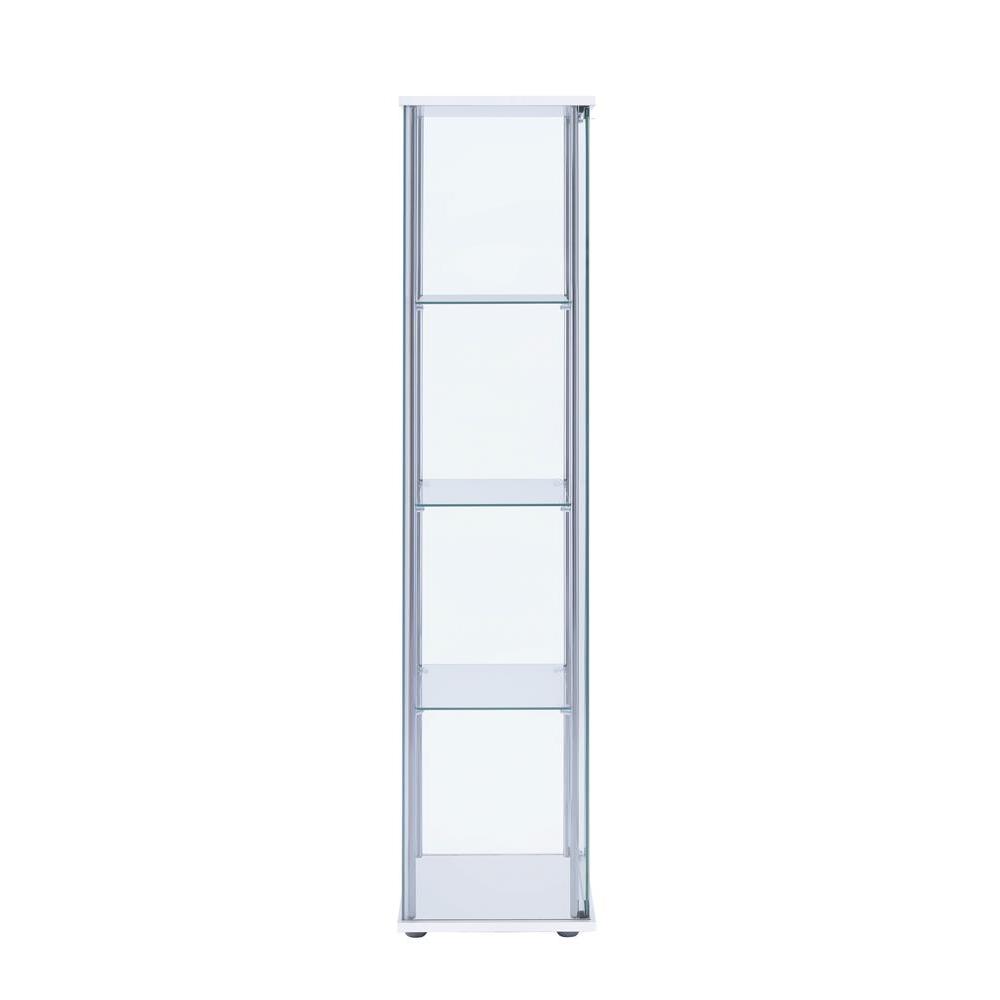 Bellatrix Rectangular 4-shelf Curio Cabinet White and Clear. Picture 5