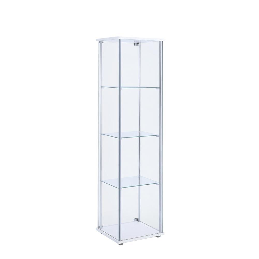 Bellatrix Rectangular 4-shelf Curio Cabinet White and Clear. Picture 8