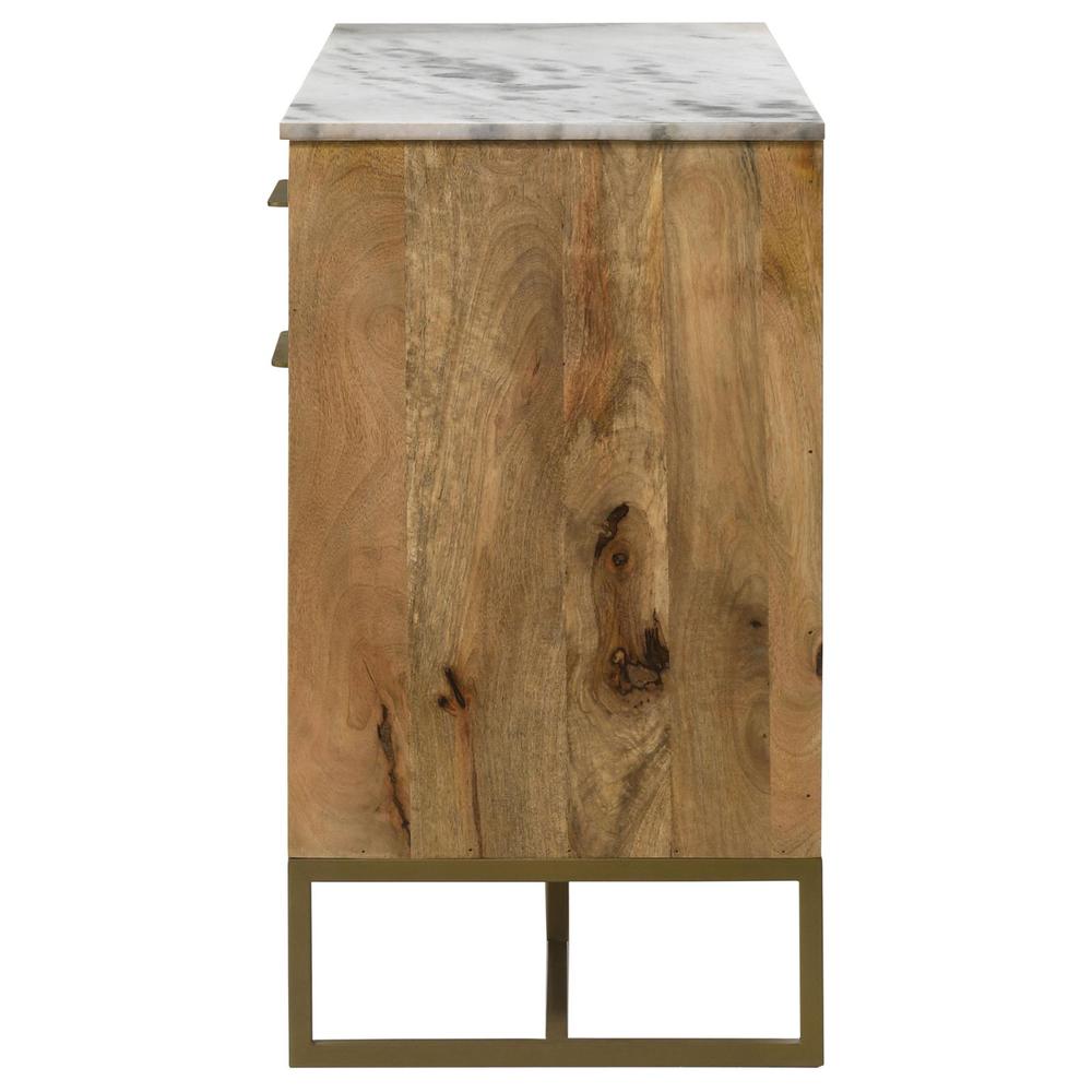 Keaton 3-door Accent Cabinet with Marble Top Natural and Antique Gold. Picture 8