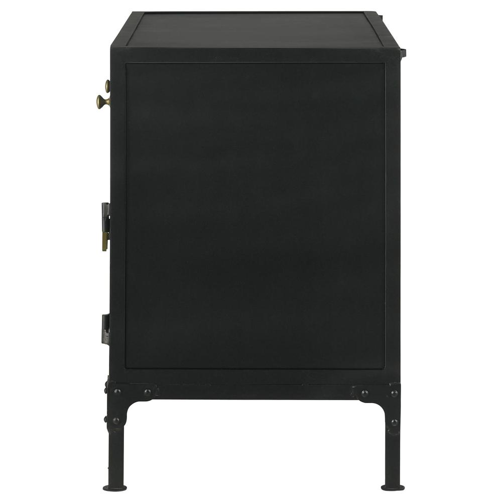 Sadler 2-drawer Accent Cabinet with Glass Doors Black. Picture 7