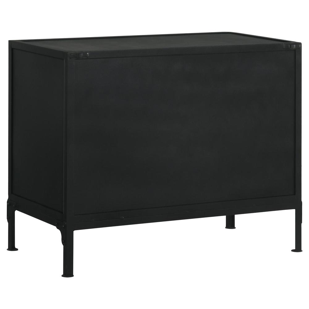 Sadler 2-drawer Accent Cabinet with Glass Doors Black. Picture 8