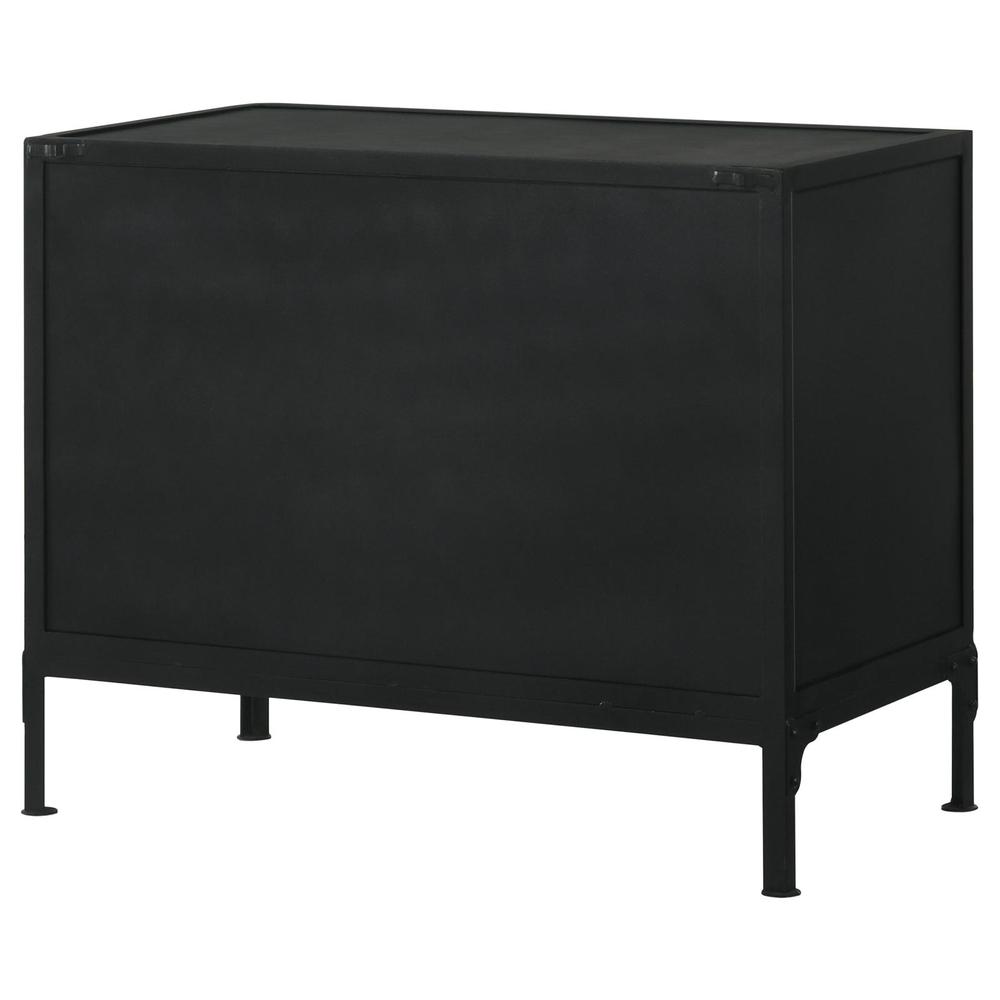 Sadler 2-drawer Accent Cabinet with Glass Doors Black. Picture 9