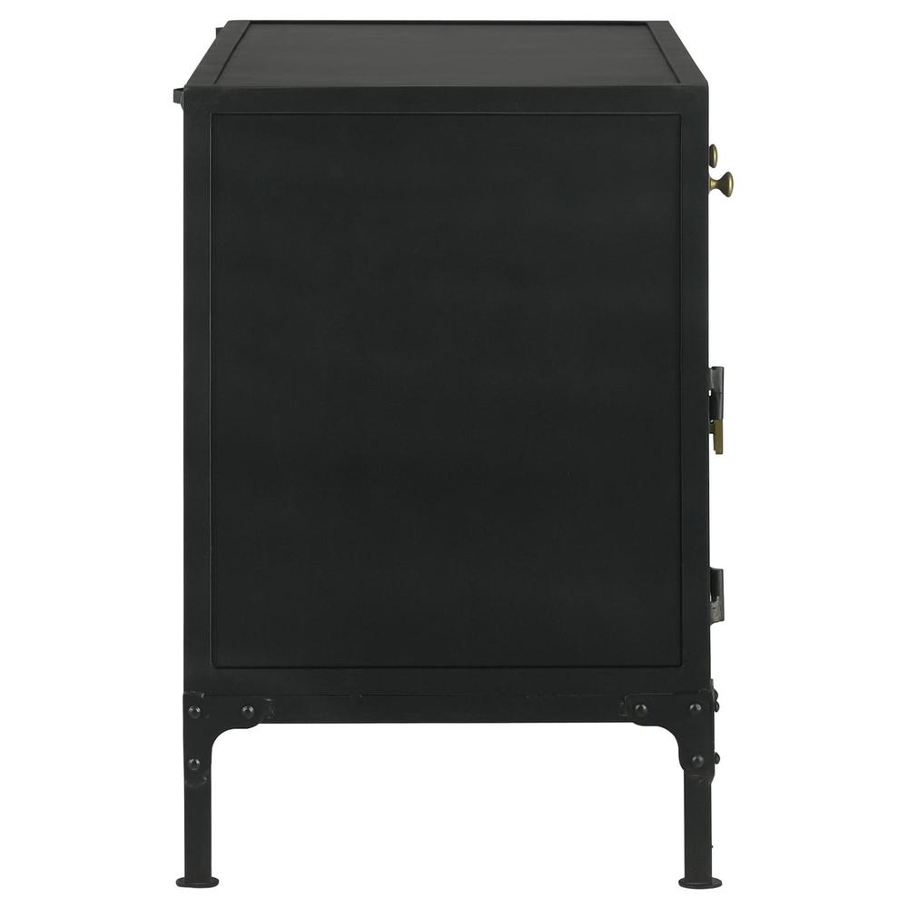 Sadler 2-drawer Accent Cabinet with Glass Doors Black. Picture 10