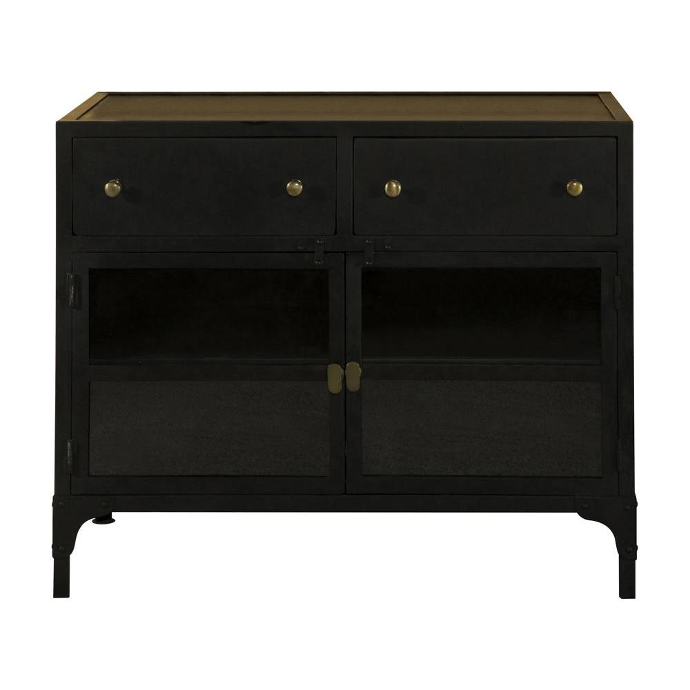Sadler 2-drawer Accent Cabinet with Glass Doors Black. Picture 13