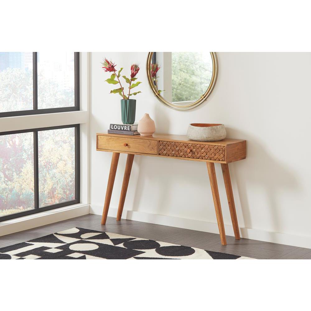 Lotus 2-drawer Console Table Natural Brown. Picture 1