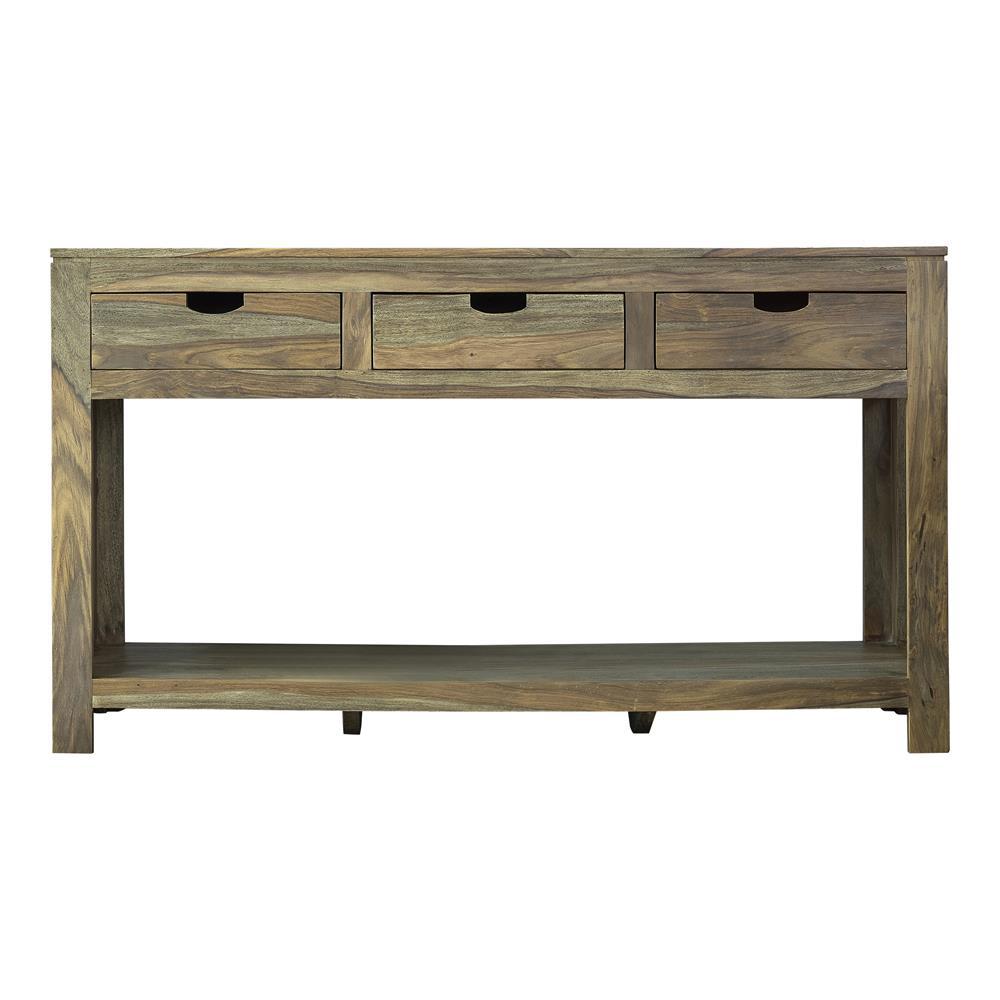 Esther 3-drawer Storage Console Table Natural Sheesham. Picture 2