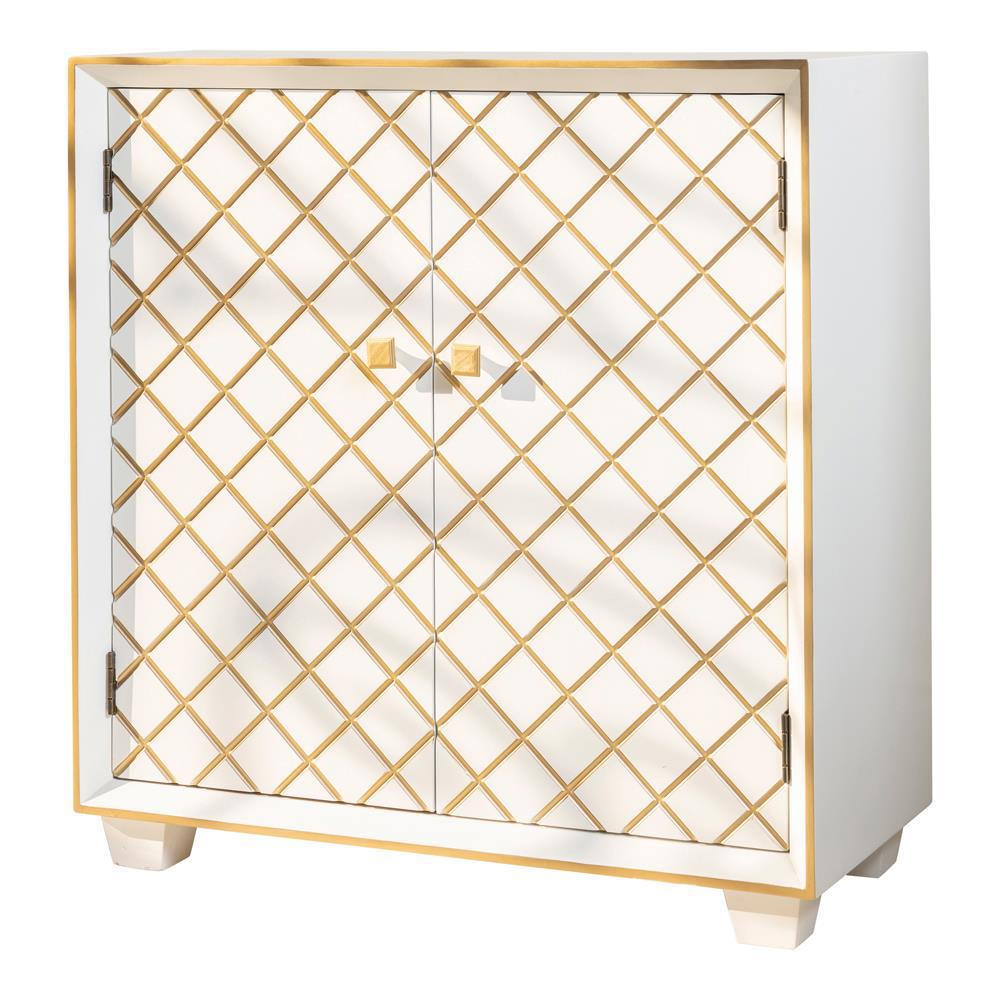 Belinda 2-door Accent Cabinet White and Gold. Picture 1
