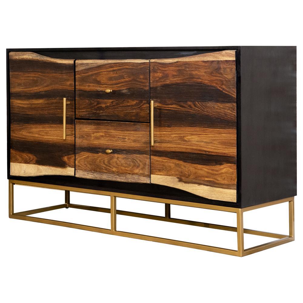 Zara 2-drawer Accent Cabinet Black Walnut and Gold. Picture 2