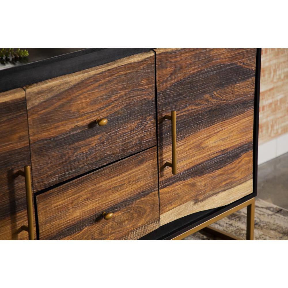 Zara 2-drawer Accent Cabinet Black Walnut and Gold. Picture 7