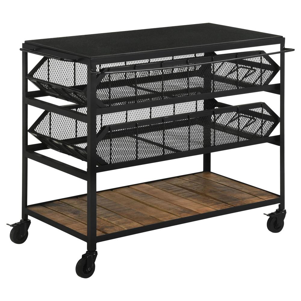 Evander Accent Storage Cart with Casters Natural and Black. Picture 3