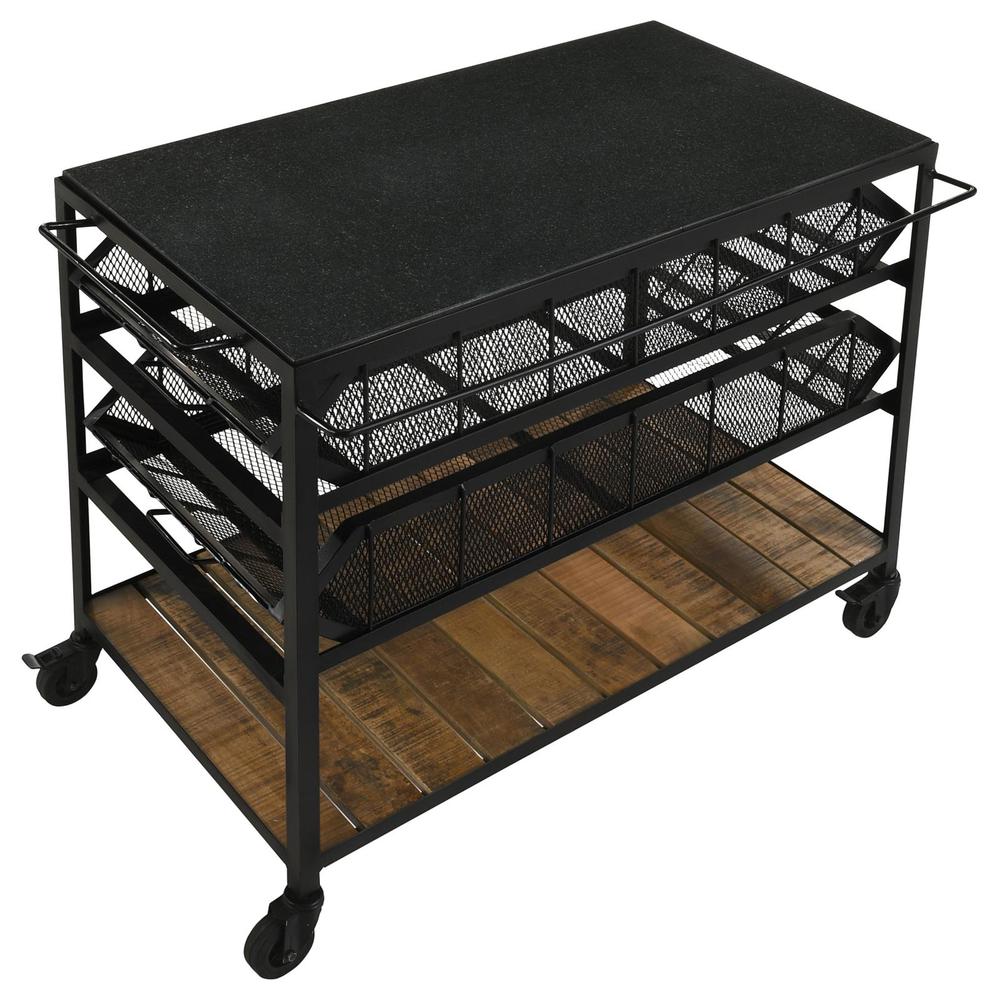 Evander Accent Storage Cart with Casters Natural and Black. Picture 4