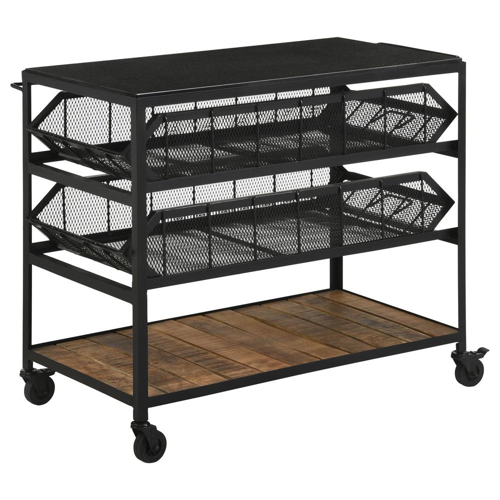 Evander Accent Storage Cart with Casters Natural and Black. Picture 6