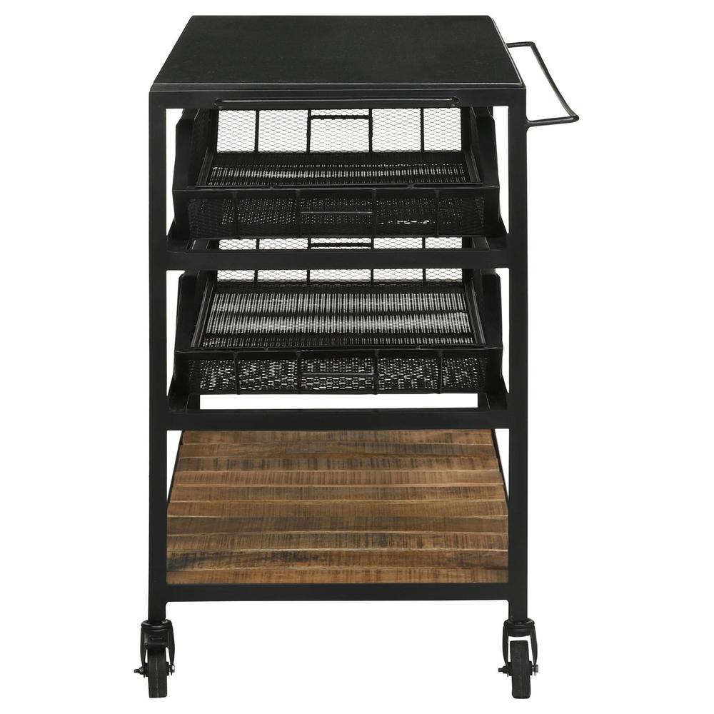 Evander Accent Storage Cart with Casters Natural and Black. Picture 7