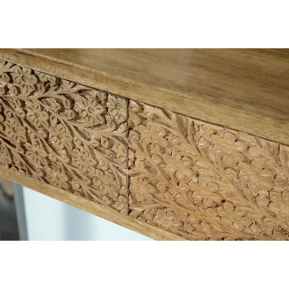 Draco Console Table with Hand Carved Drawers Natural. Picture 9