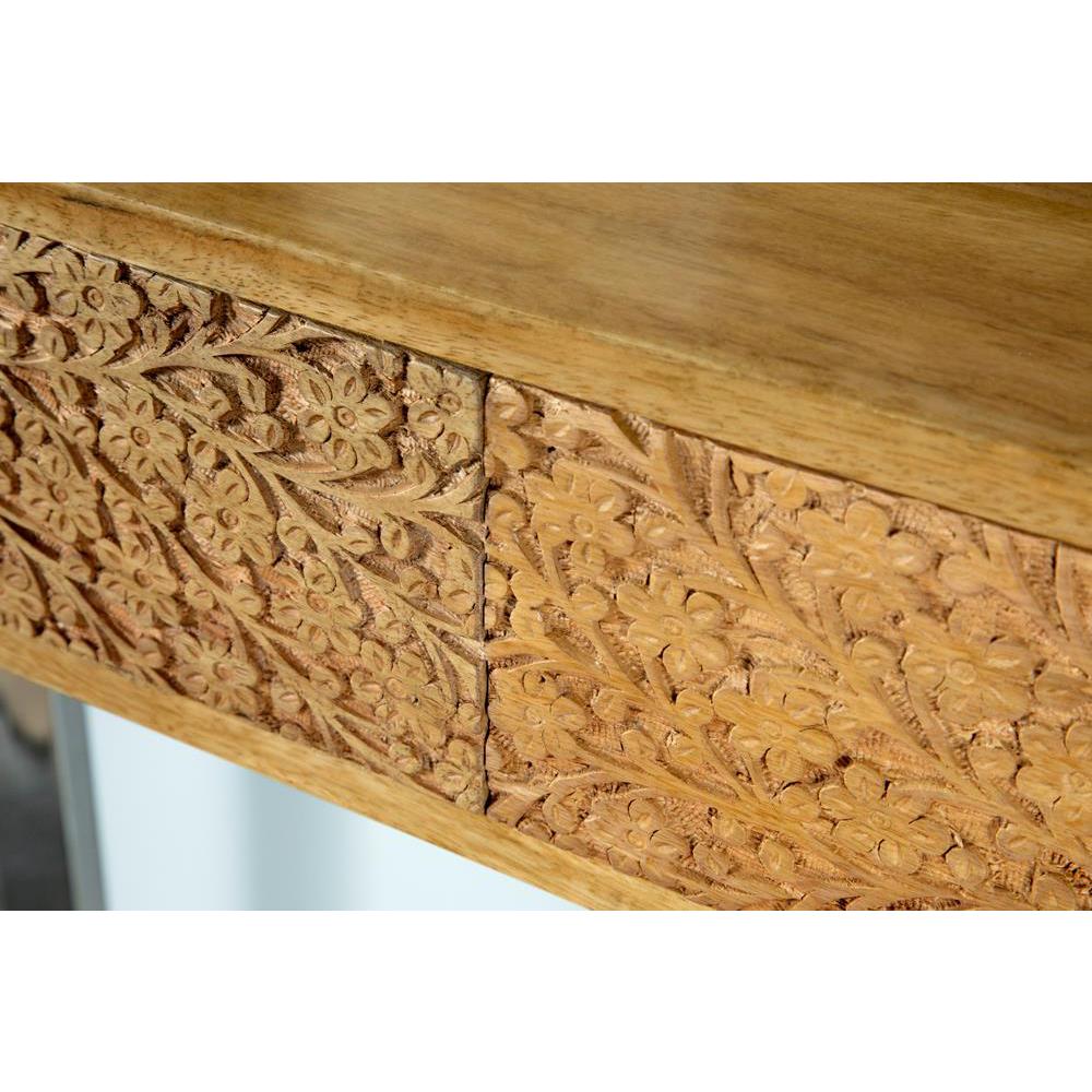 Draco Console Table with Hand Carved Drawers Natural. Picture 12