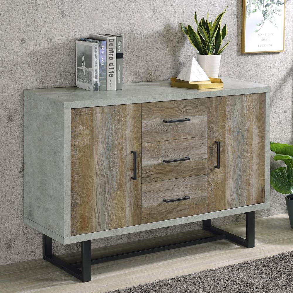 Abelardo 3-drawer Accent Cabinet Weathered Oak and Cement. Picture 1