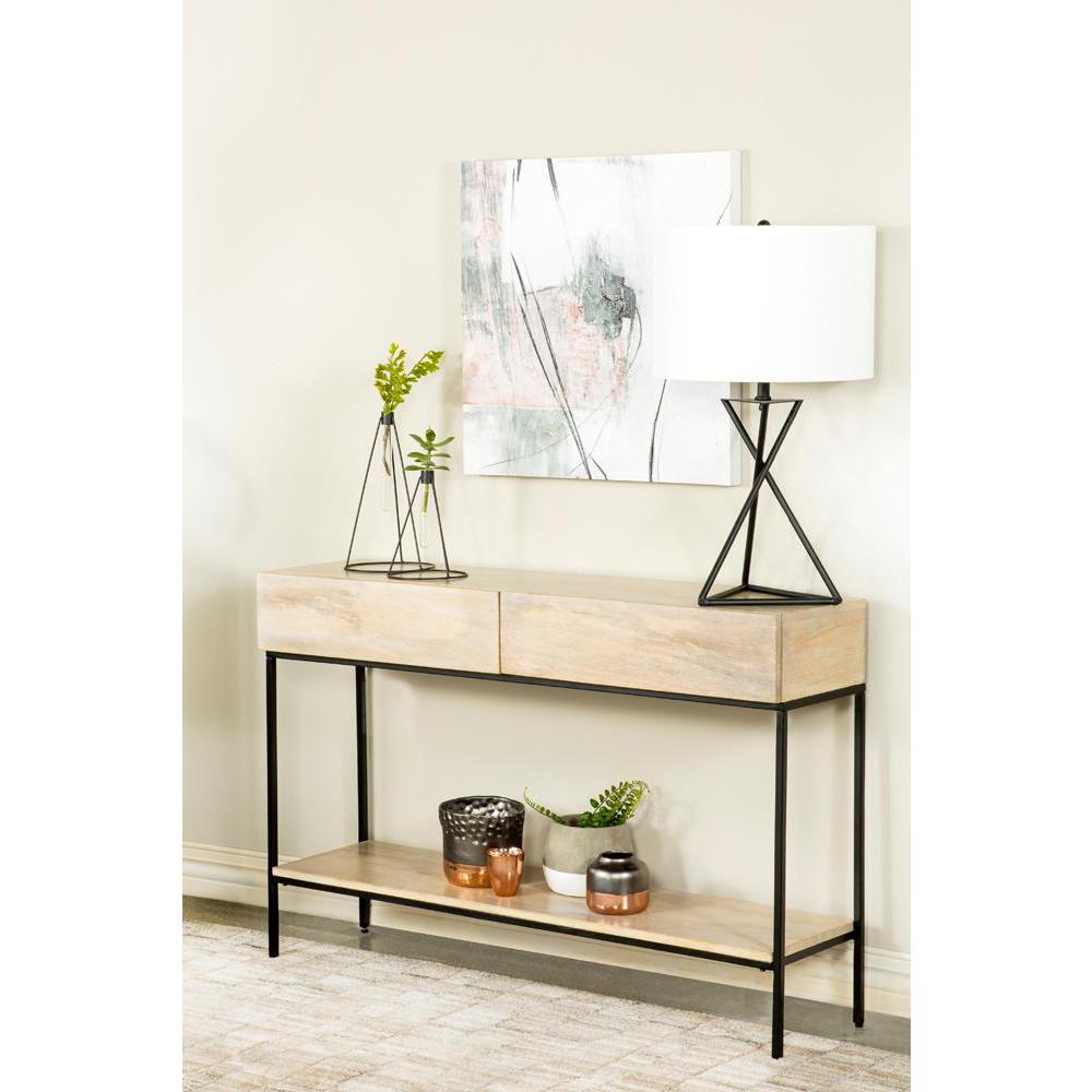 Rubeus 2-drawer Console Table with Open Shelf White Washed. Picture 1