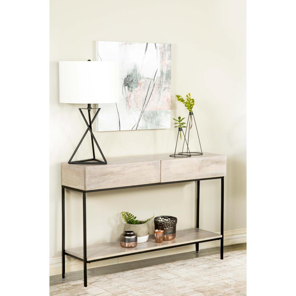 Rubeus 2-drawer Console Table with Open Shelf White Washed. Picture 2