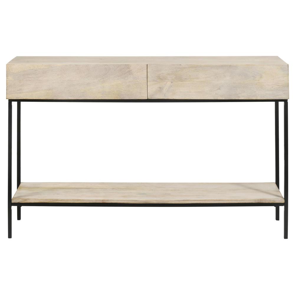 Rubeus 2-drawer Console Table with Open Shelf White Washed. Picture 6