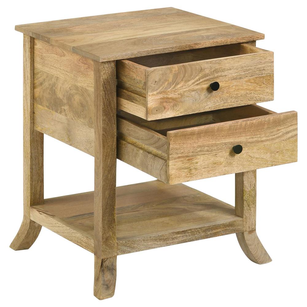 Russo 2-drawer Accent Table with Open Shelf Natural Mango. Picture 4