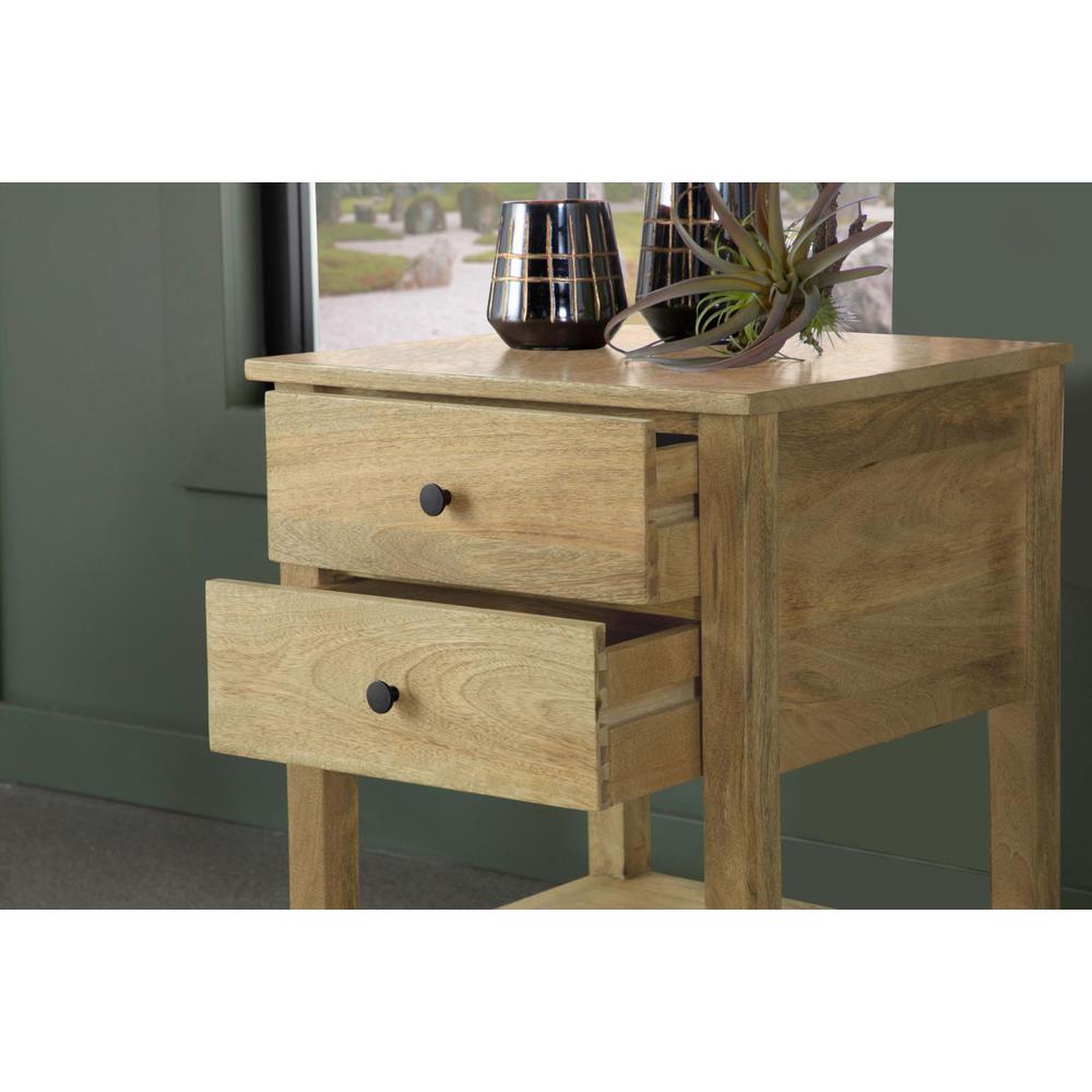 Russo 2-drawer Accent Table with Open Shelf Natural Mango. Picture 14