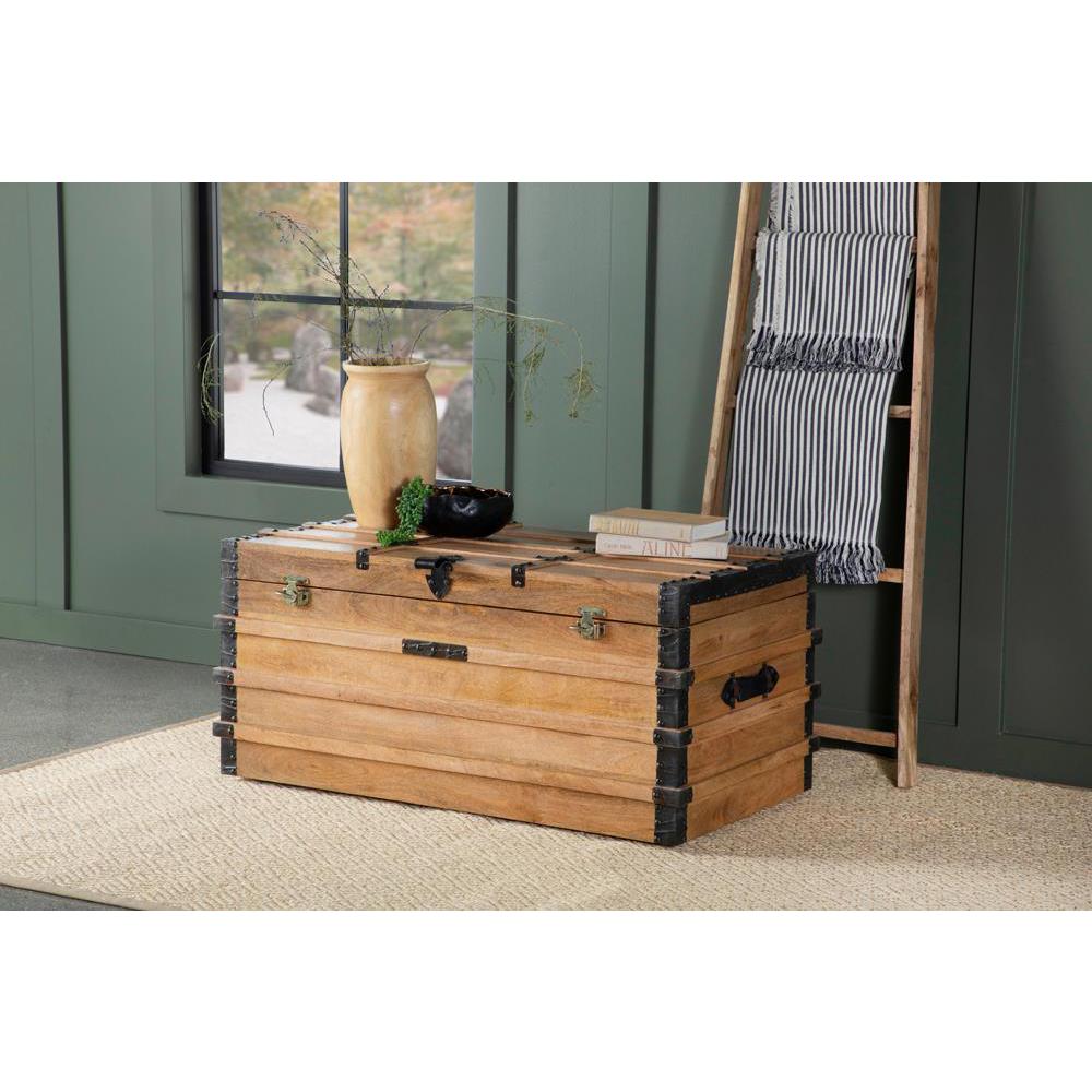 Simmons Rectangular Storage Trunk Natural and Black. Picture 1
