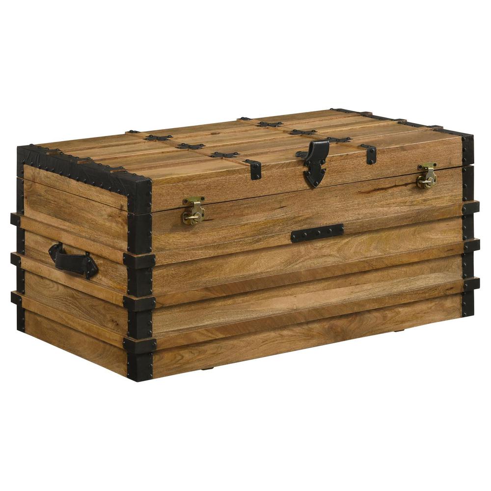 Simmons Rectangular Storage Trunk Natural and Black. Picture 3