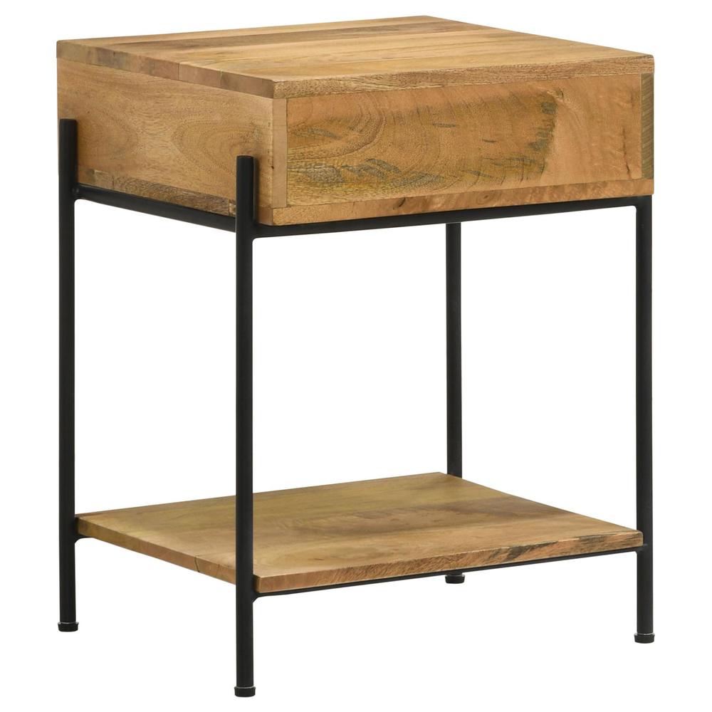 Declan 1-drawer Accent Table with Open Shelf Natural Mango and Black. Picture 7