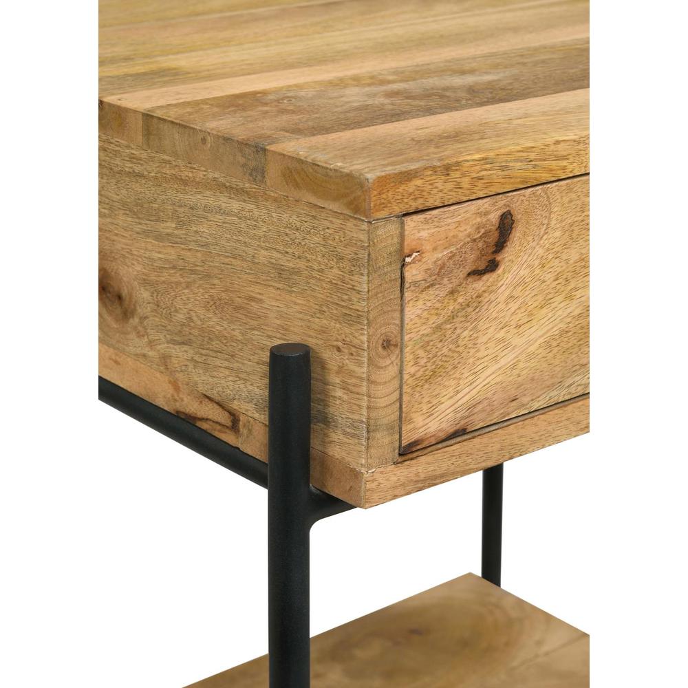 Declan 1-drawer Accent Table with Open Shelf Natural Mango and Black. Picture 12