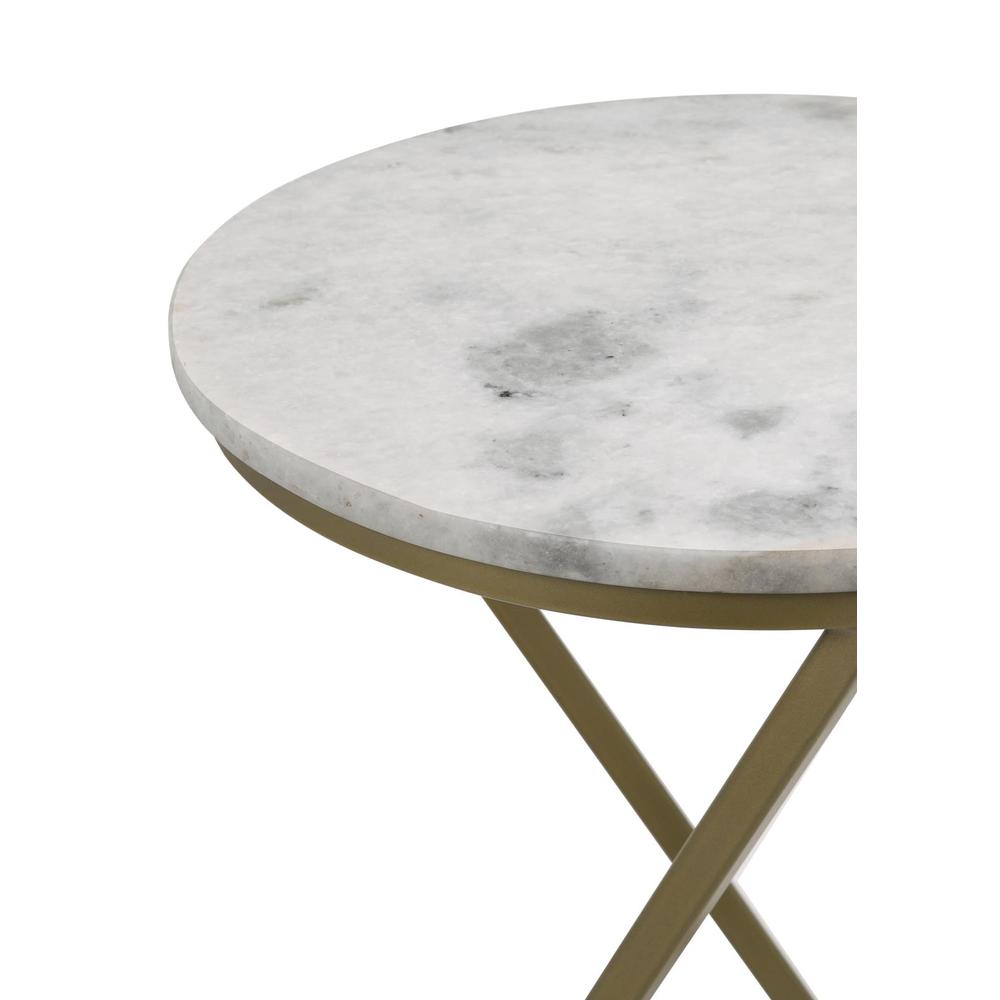 Malthe Round Accent Table with Marble Top White and Antique Gold. Picture 5