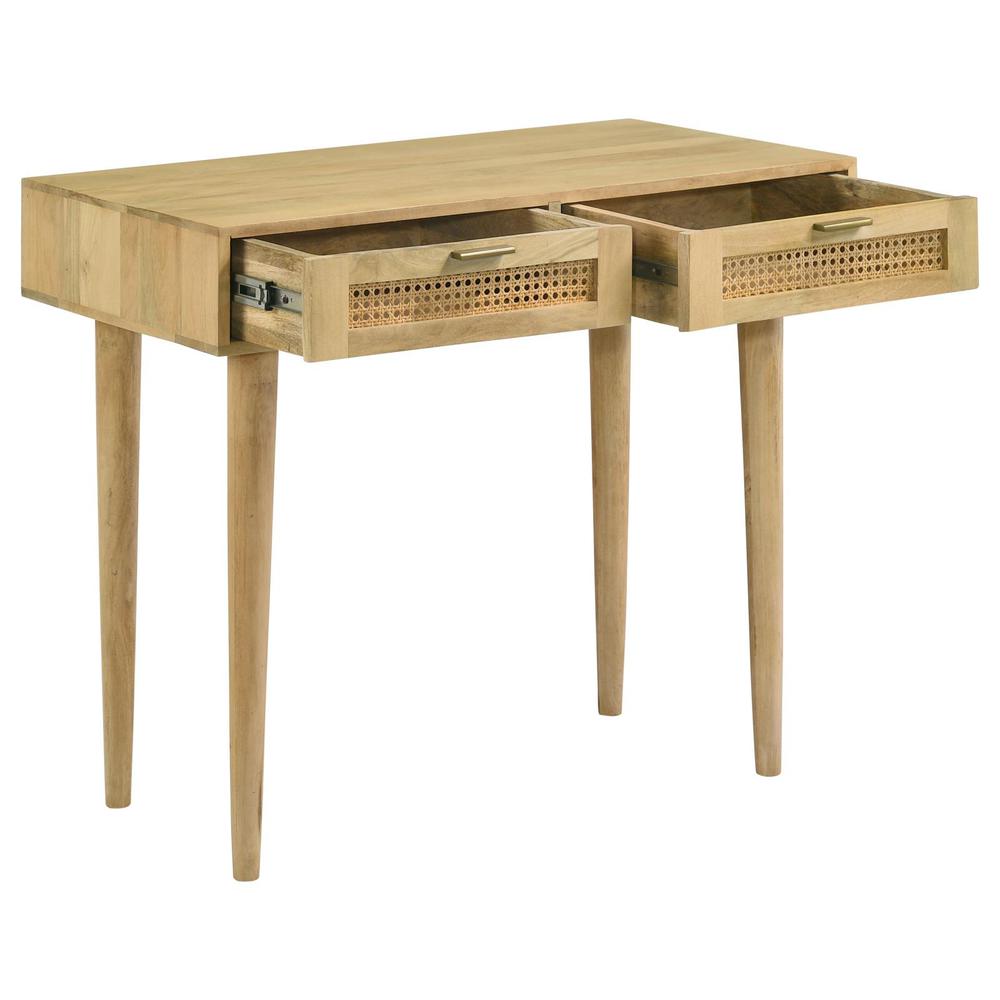 Zamora Rectangular 2-drawer Accent Writing Desk Natural. Picture 3