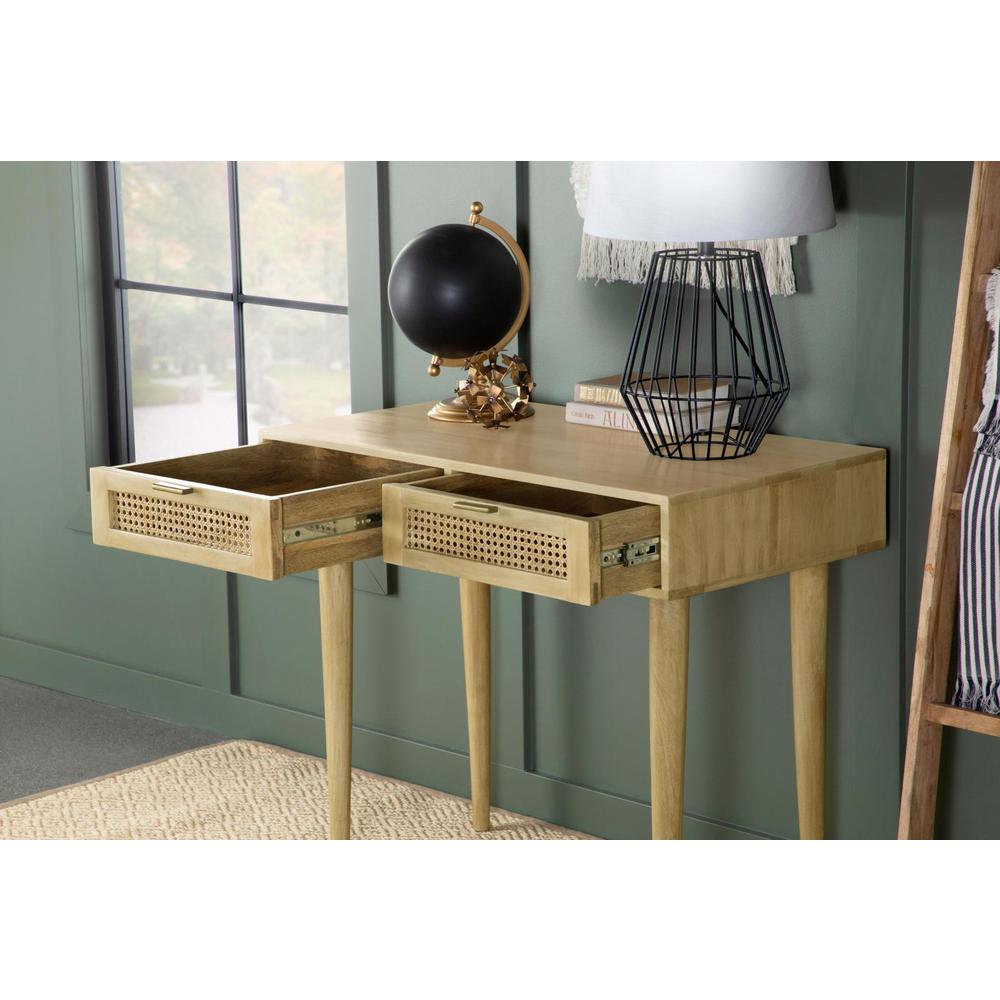 Zamora Rectangular 2-drawer Accent Writing Desk Natural. Picture 13