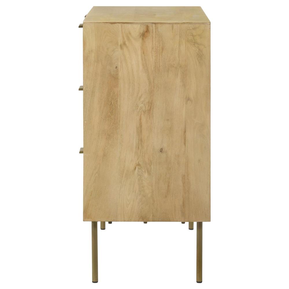 Zamora 3-drawer Accent Cabinet Natural and Antique Brass. Picture 6