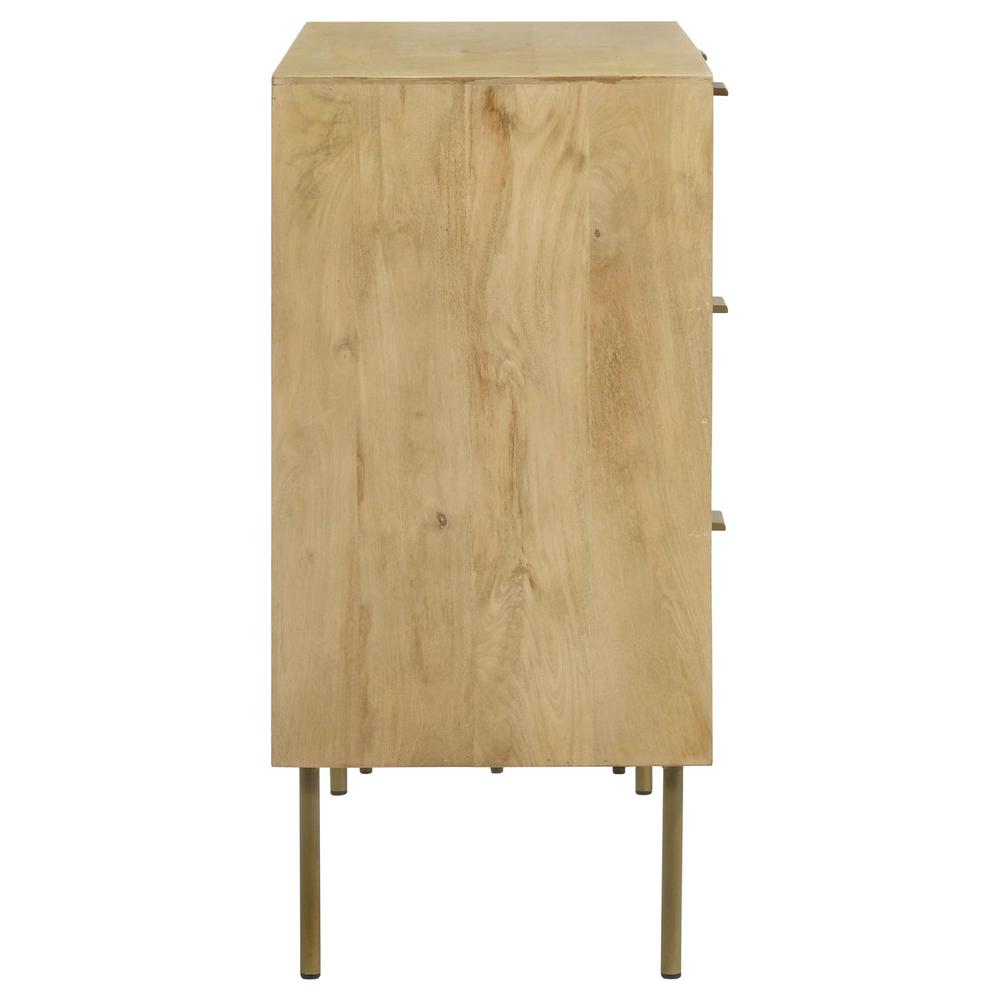 Zamora 3-drawer Accent Cabinet Natural and Antique Brass. Picture 9