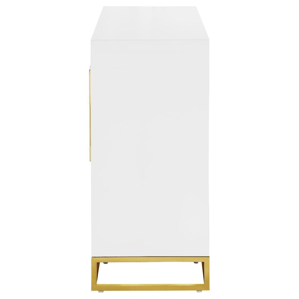 Elsa 2-door Accent Cabinet with Adjustable Shelves White and Gold. Picture 6
