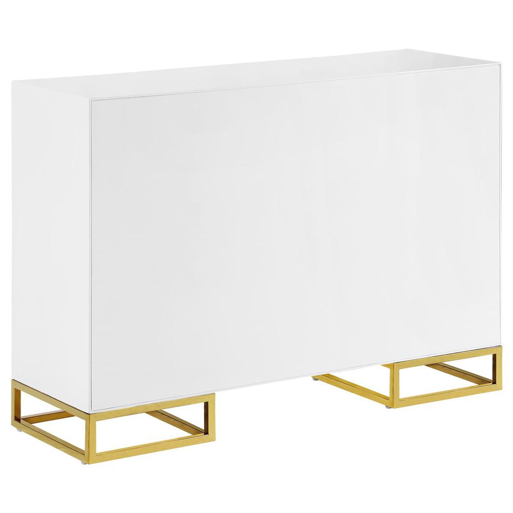 Elsa 2-door Accent Cabinet with Adjustable Shelves White and Gold. Picture 7