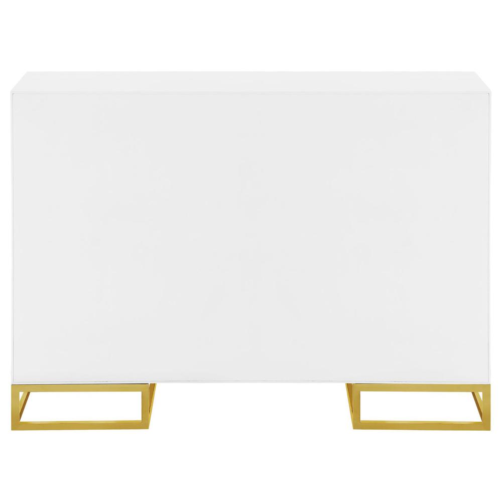 Elsa 2-door Accent Cabinet with Adjustable Shelves White and Gold. Picture 8