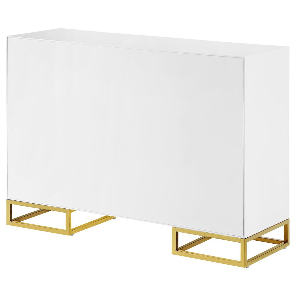 Elsa 2-door Accent Cabinet with Adjustable Shelves White and Gold. Picture 9