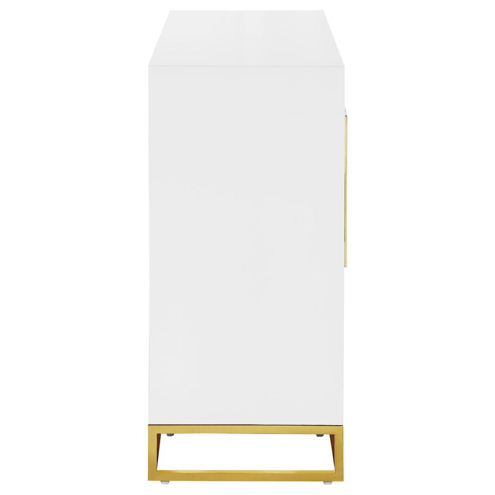 Elsa 2-door Accent Cabinet with Adjustable Shelves White and Gold. Picture 10