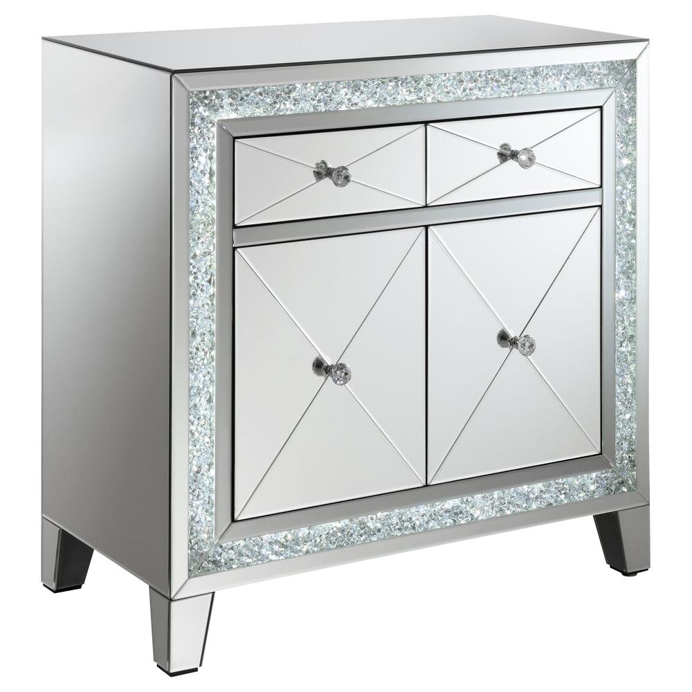 Arwen 2-drawer Accent Cabinet Clear Mirror with LED Lighting. Picture 4