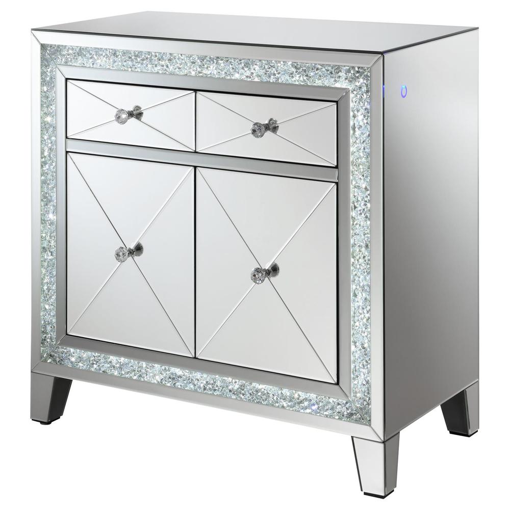 Arwen 2-drawer Accent Cabinet Clear Mirror with LED Lighting. Picture 8