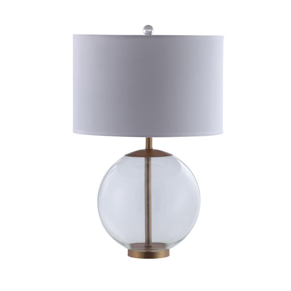 Kenny Drum Shade Table Lamp with Glass Base White. Picture 1