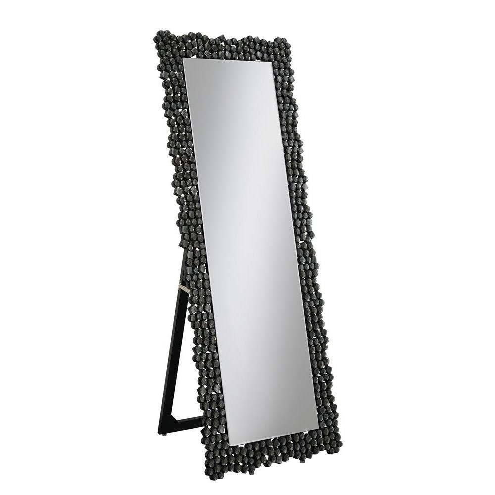 Mckay Textural Frame Cheval Floor Mirror Silver and Smoky Grey. Picture 1