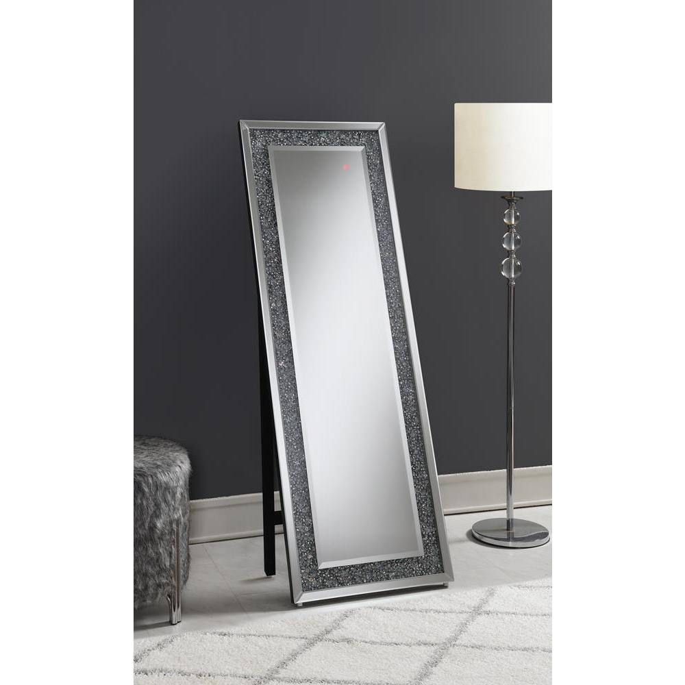 Carisi Rectangular Standing Mirror with LED Lighting Silver. Picture 2